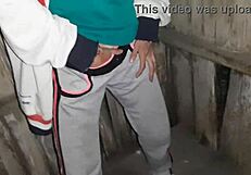 Caught neighbor jerking in street toilet, joined for lesbian fun.