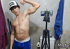 i flex my muscles and cum in bathroom preview