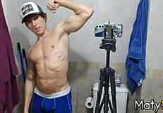 i flex my muscles and cum in bathroom preview