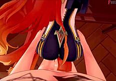 Mavuika works in jean's office in genshin impact fantasy