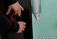 Can ripped ebony stud handle boss cock in office threesome?