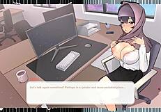 Tsundere milf in hentai game teases with massive tits