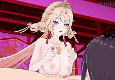 Saki Fuwa and Fei Se in hentai creampie