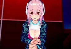 super sonico gets excited while modeling for you