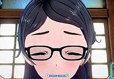 Plain girl with glasses rides face-to-face in sunshine