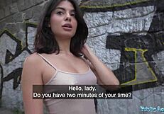 Public agent fucks italian sweetheart outside in public place