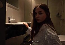 Slutty cute girl seduced a stranger at the resort. Her boyfriend stayed home unaware.