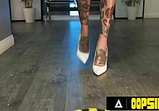 horny tall flight attendant rocky emerson dominates short security officer ricky spanish at work