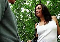 Petite Asian College Girl Picked Up And Demonstrates Deep Throat Skills On Big White Cock