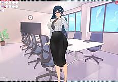 Tsundere मिल्फ बॉस वर्क में हेंटाई गेम में पब्लिक क्रीमपाई पाती है