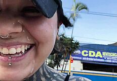 fat curvy puta bent over flashing tits and pussy in public cumwalk