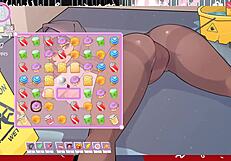 Tsundere मिल्फ बॉस वर्क में हेंटाई गेम में पब्लिक क्रीमपाई पाती है