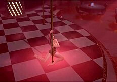 Characters dance in the cartoon anime game.