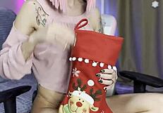 Trying New Santa's Gift on Pussy for Hot Orgasm