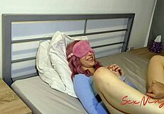 Her husband blindfolded her and asked me to join while he's watching