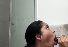 I have fun in public bathroom, almost got caught with my girl -amateur couple- nysdel