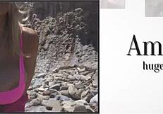 Amber Alena's Giant Tits Tease on Beach Voyeur