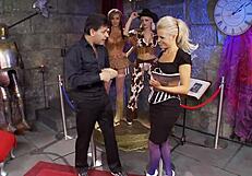 lucky dude scores groupsex with hot babes in costumes during wild euro orgy