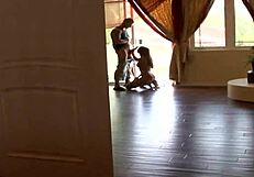 busty beauty swallows cum after a hardcore fuck. man, that bed was rockin with her bent over!