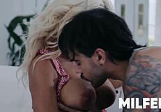 My busty milf teacher grabbed my cock in class!