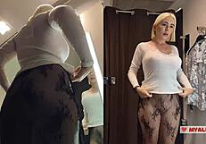 Hell yeah! Spying on a busty babe in see-through outfits at the dressing room!