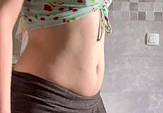 Cute petite teen girl touching herself to orgasm, ripping clothes in solo homemade masturbation