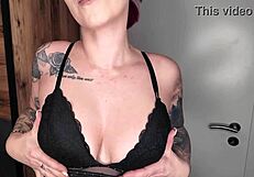 hot footjob on tight pussy with pierced nipples