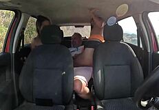 Ted hitched a ride with couple Mari and Chell, scoring a hot newbie Candy Debby in the backseat