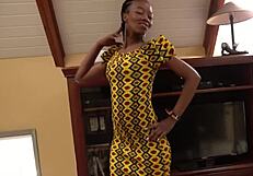 Oiled Sudanese ass rides white producer's cock in homemade interview