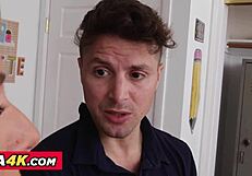 Sexy blonde sadie summers teaches jay a naughty lesson with stockings and facial