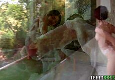 Beautiful Brunette Ahslyn Rae Strips Nightie And Toys Herself In Bathroom