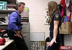 Sexy Petite Cop Records Herself Stealing and Getting Deepthroated at Work