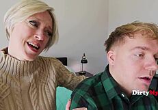 Blonde Milf Says to Step Son: Don't Think, Just Put It In Her Huge Ass