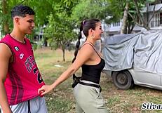 Busty milf Silvana Lee watches a fitness guy in the park and fucks him - AngelCruzxx