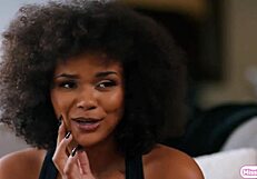 Ebony babe having lesbian threesome with bff and roommate