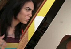 she tries to fit the famous one