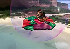 A couple enjoys a bubble of pleasure in fantasy