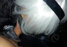 Mexican otaku cosplays as 2b and performs oral after the convention part 1