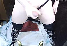 Sexy Emo Tranny Licking Her Own Cum