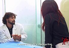 redhead teen rides her plastic surgeon's massive cock in hardcore action.