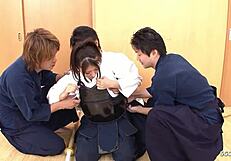 Japanese mature step-mom teacher lures three guys into wild group sex in uncensored jav. they take turns in missionary and cowgirl.