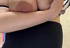 My slut stepmom flaunts big milky tits in the shower