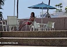 My neighbor invites me over to her apartment for Netflix, then we get wet and wild with dripping action.