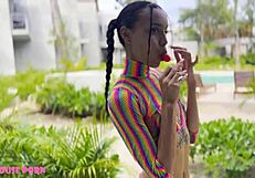 Petite Latina whore sucks cock and gets bent over for rough pussy fucking