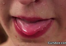 Naughty Hottie Swallows Jizz Facial