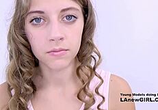 Teen 18+ brunette gets asshole assfucked in photoshoot casting interview with creampie cumshot