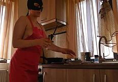 MilfyCalla mixes cooking with ass worshiping and swallowing in the kitchen