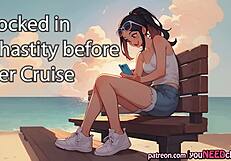 your girlfriend locks you in chastity, rips clothes for femdom orgasm before cruise trip