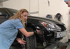 Stephanie Tripp gets hairy pussy pounded hard in sauna. She takes every thrust with raw power