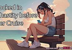 your girlfriend locks you in chastity, rips clothes for femdom orgasm before cruise trip